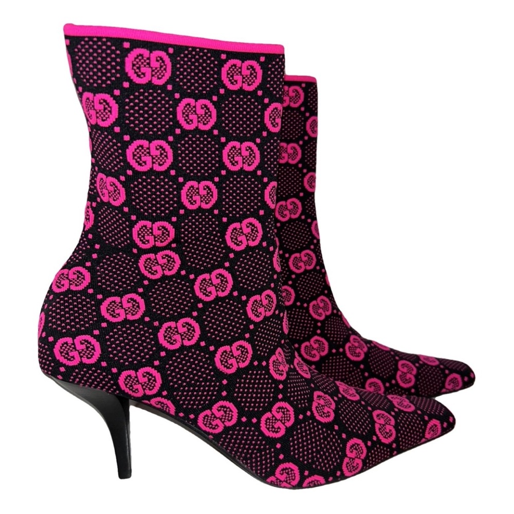 Gucci GG hot pink sock ankle bootie 40.5